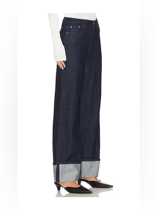 AFRM Denim - AFRM Dark Indigo Wide-Leg Jeans with Cuffed Hem
